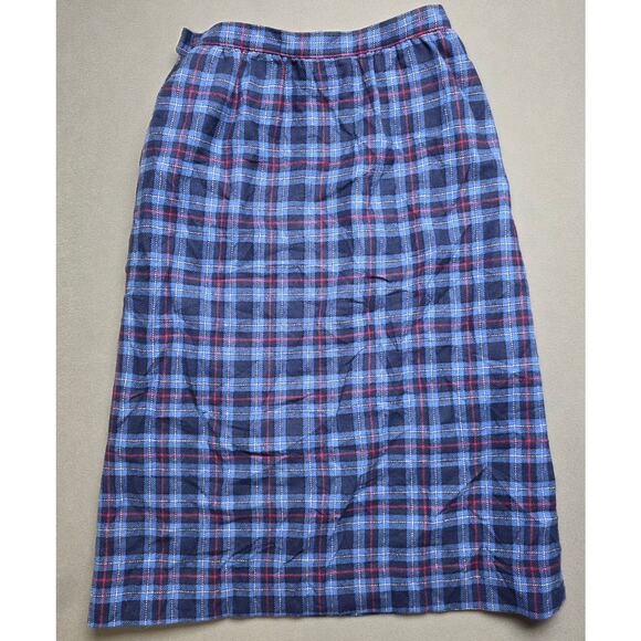 Vintage Pendleton Wool Skirt Size 8 Blue Plaid A-Line Pencil Kilt USA -24" Waist - Picture 7 of 7